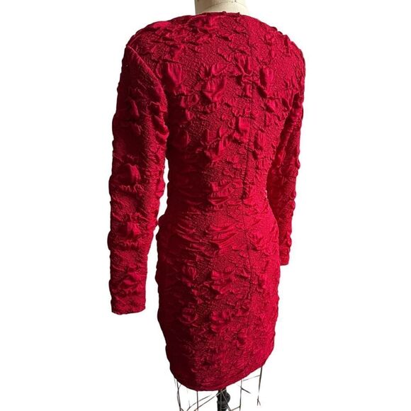 Vintage Concepts Red‎ Bodycon dress size Medium 80s EUC Puckered Stretch - Picture 4 of 6